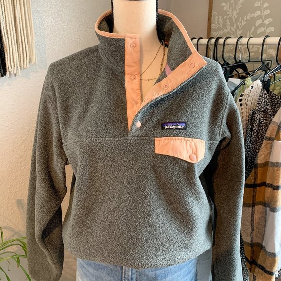 Patagonia Tops - Patagonia Gray Fleece Pullover with Pink Accents